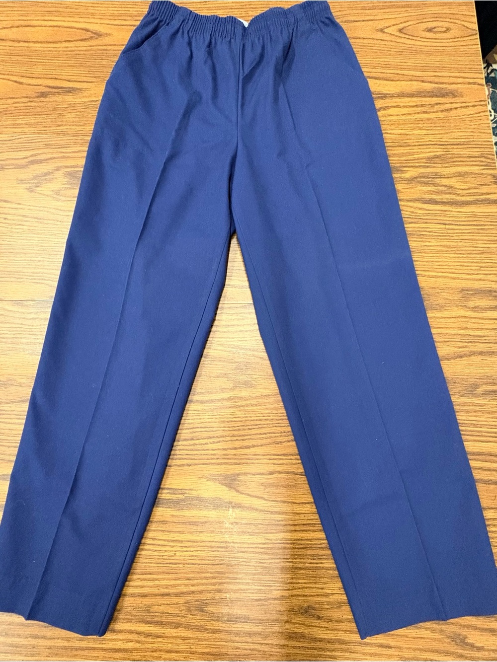 chic Navy Straight-Leg Elastic-Waist Blue Jeans